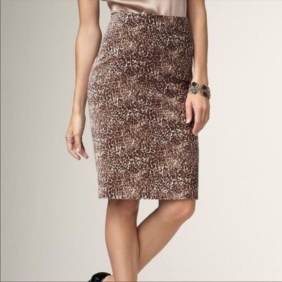 Talbots Pencil Skirt Velvet Cheetah Leopard Brown and Tan Size 6 Petite New - Picture 14 of 14